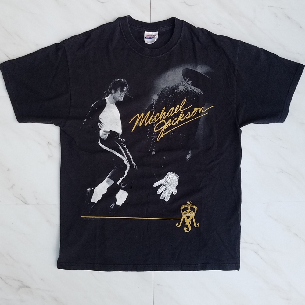 Hanes Heavyweight Michael Jackson Black T Shirt 2009 King of Pop Size L